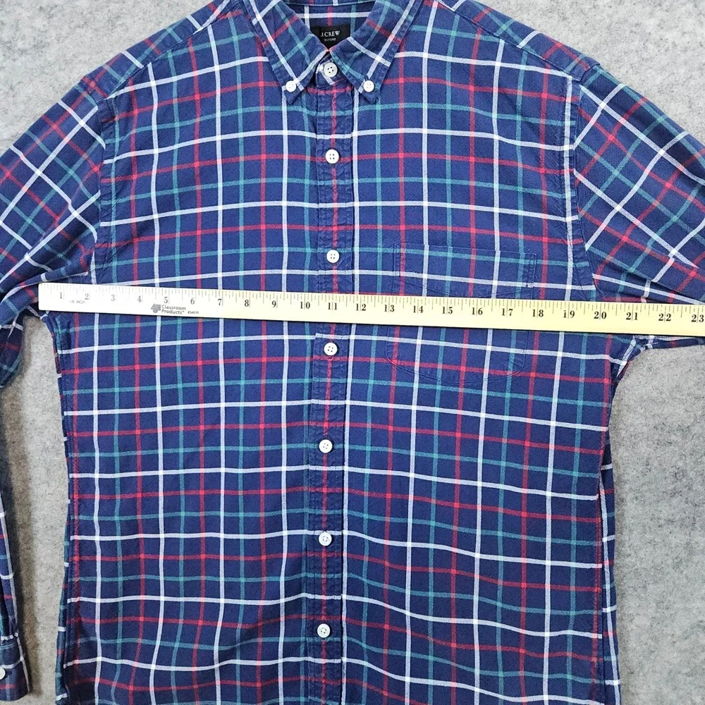 J Crew Oxford Shirt Mens Size M‎ Button Down Blue With Multicolor Windowpane